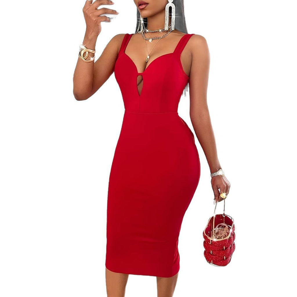 Slit Bow Ruffle Dress