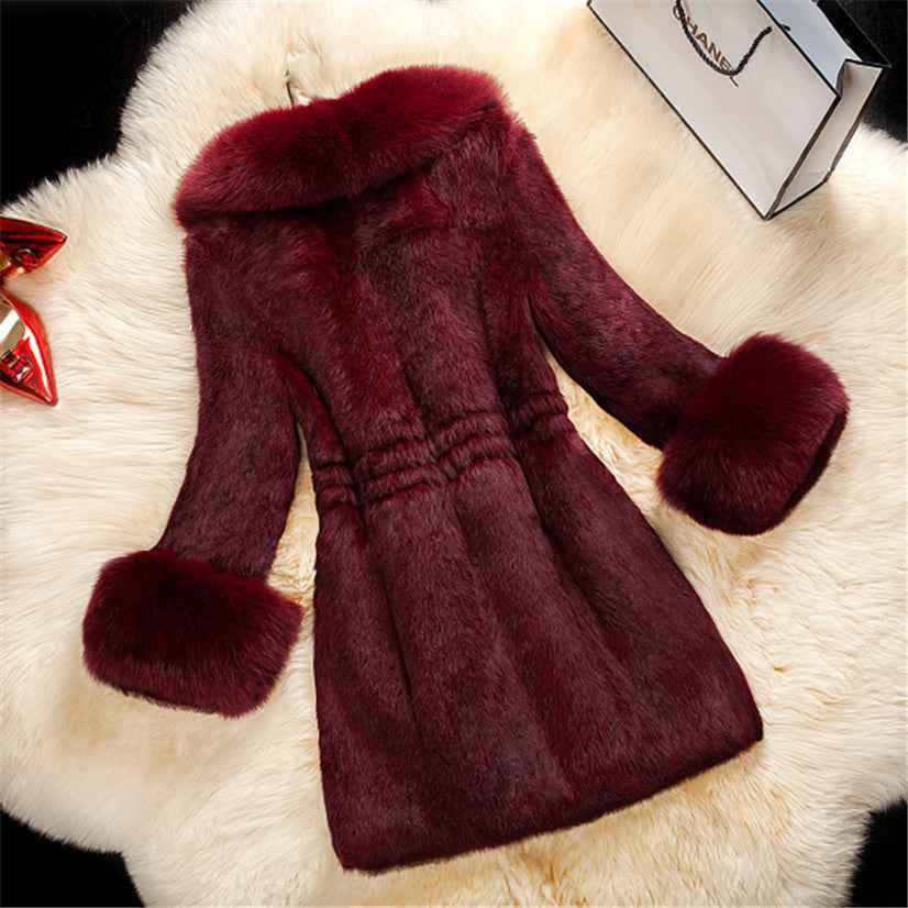 Oversized Fox Fur Collar Coat