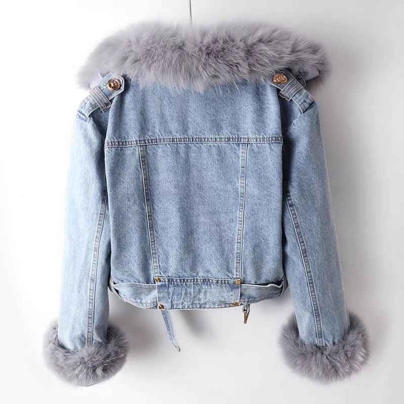 Detachable Fur Collar Denim Jacket