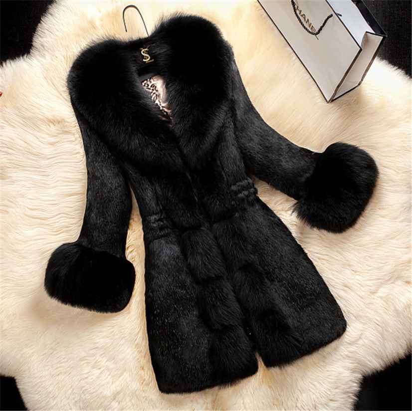 Oversized Fox Fur Collar Coat