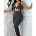 Sleeveless Wool Blend Hollowed Out Jumpsuit