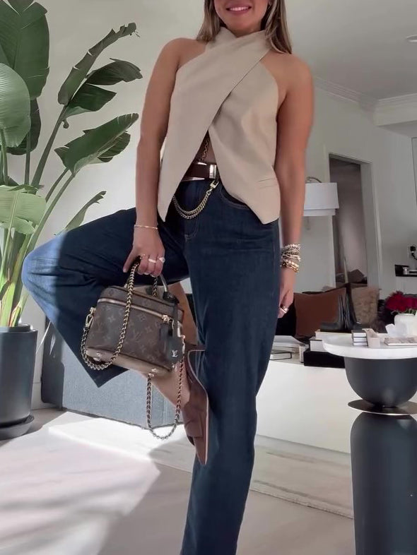 Khaki Cross Wrap Shirt