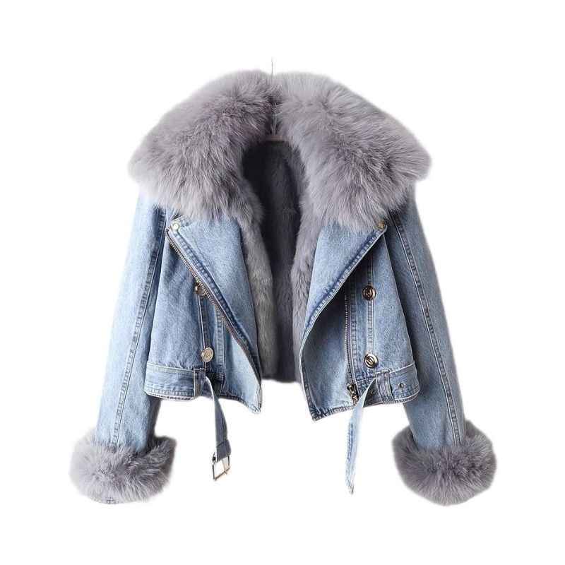 Detachable Fur Collar Denim Jacket