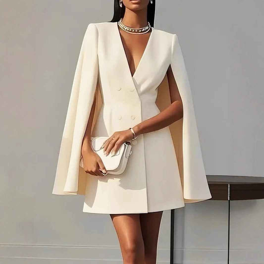 Double Breasted Shawl Cape Dress