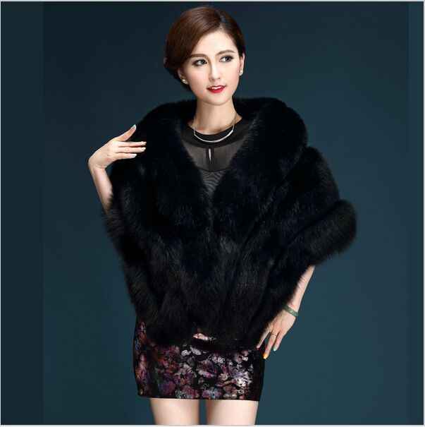 Silver Fox Fur Shawl Cape