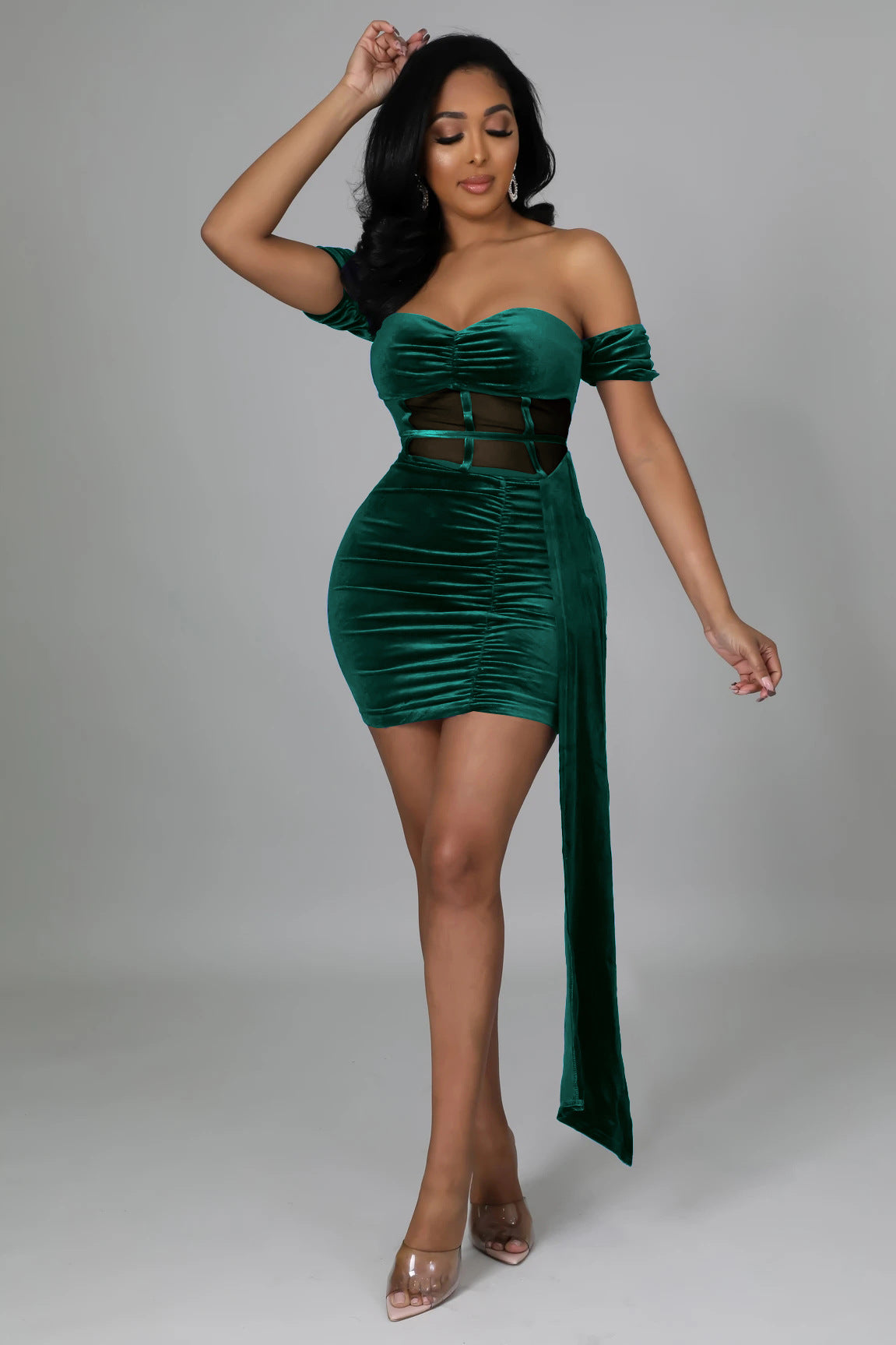 Velvet Shoulder Dress