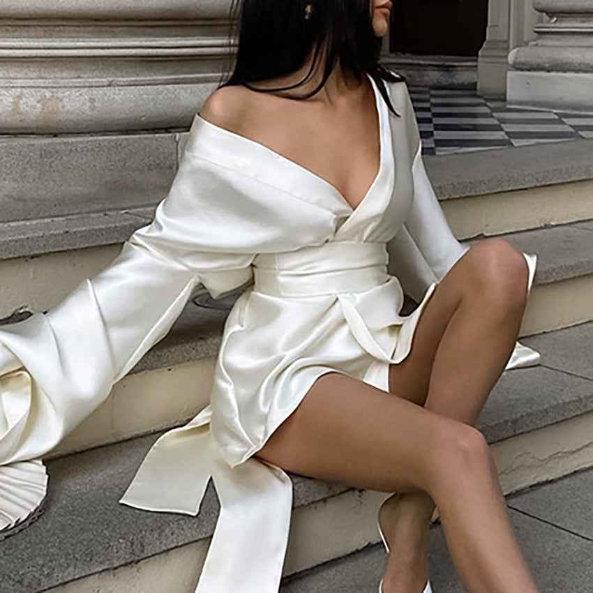 Laced-up Satin Temperament Dress