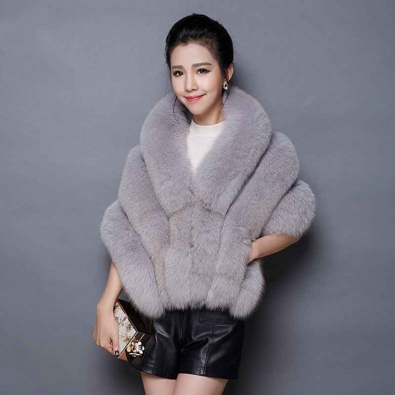 Silver Fox Fur Shawl Cape