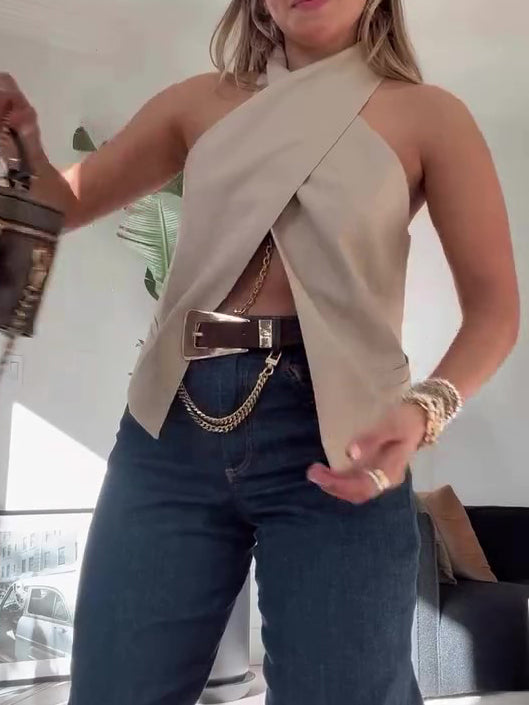 Khaki Cross Wrap Shirt