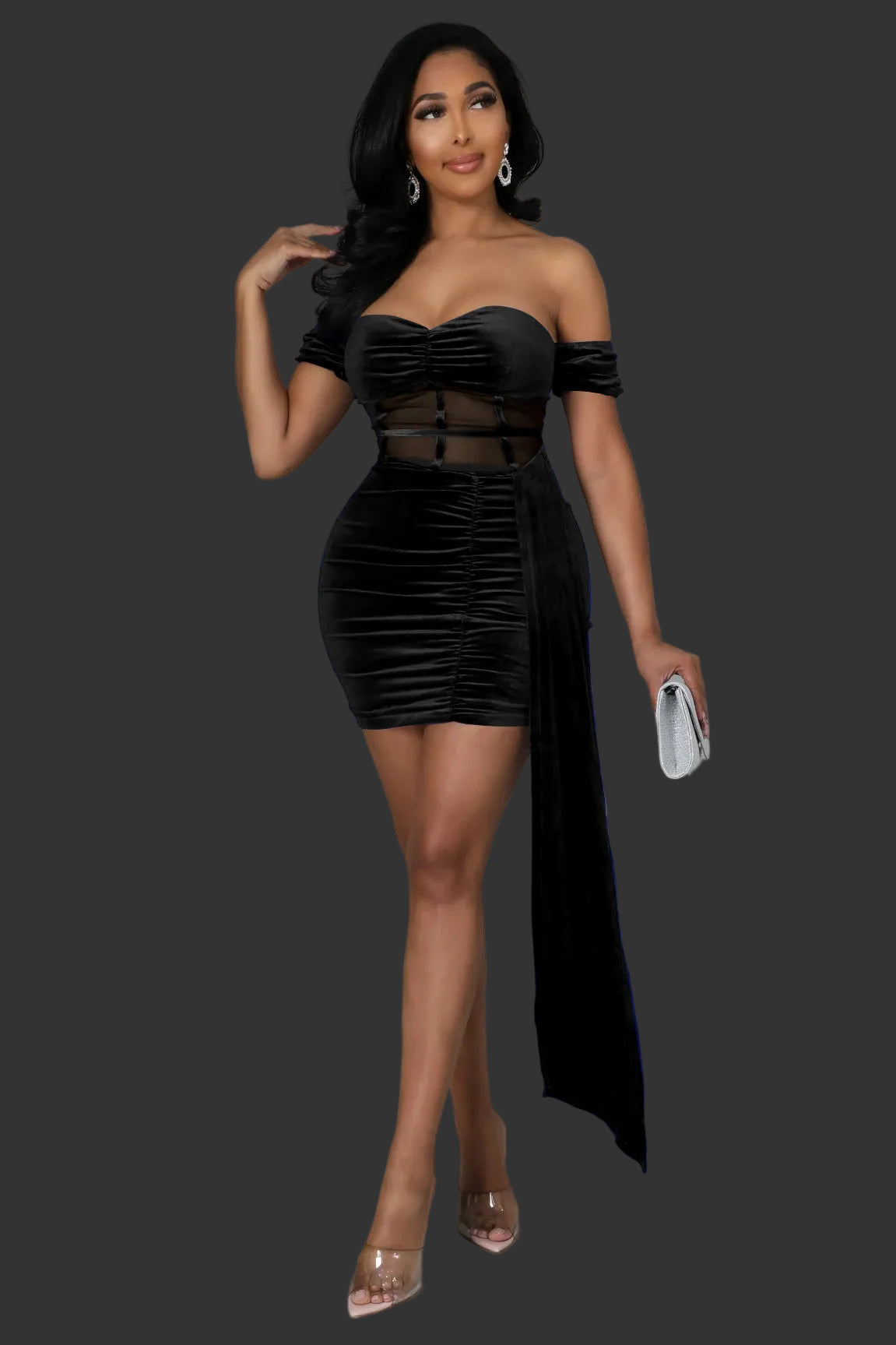 Velvet Shoulder Dress