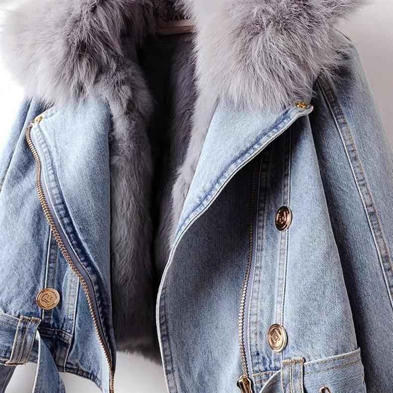 Detachable Fur Collar Denim Jacket