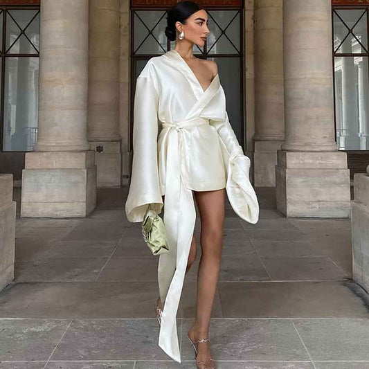 Laced-up Satin Temperament Dress